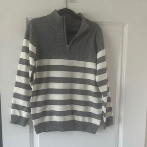 NWOT Gray and White Striped Boy’s Sweater